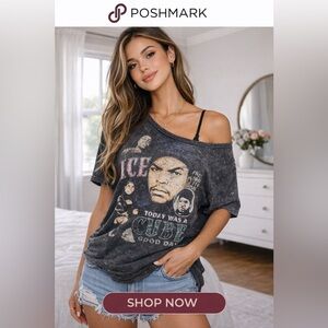 Graphic Tee with Ice Cube Print